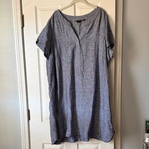 Tahari Blue Linen Top